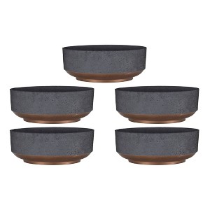 The HC Companies 8 Inch Round Capri Bowl Decorative Indoor Flower Succulent Planter Pot with Drain Plug Hole, Faux Concrete with Copper Base (5 Pack) - 1 of 4