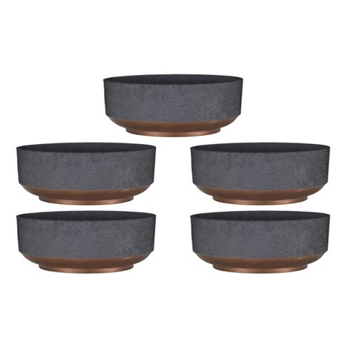 The HC Companies 8 Inch Round Capri Bowl Decorative Indoor Flower Succulent Planter Pot with Drain Plug Hole, Faux Concrete with Copper Base (5 Pack) - image 1 of 4