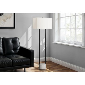 Lighting, 62"h, Floor Lamp, Black Metal, Ivory / Cream Shade, Contemporary - 1 of 1