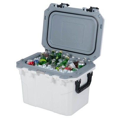 Costway 53 QT Ultra-Light Injection Molded Cooler with 2 Handles & Bottle Opener for 6 Days White/Brown