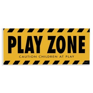 Stupell Industries 17"x7" Kids' Play Zone Caution Children Construction Sign Yellow Black Wall Art Unframed - 1 of 4