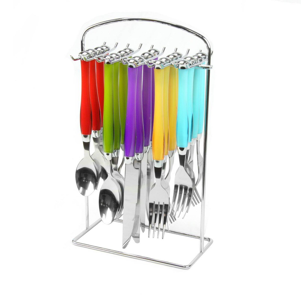 Photos - Cutlery Set Gibson Home 20pc Stainless Steel Santoro Silverware Set with Hanging Rack 