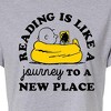 Women's - Peanuts - Reading Is Like A Journey To A New Place Cropped Graphic T-Shirt - 2 of 4