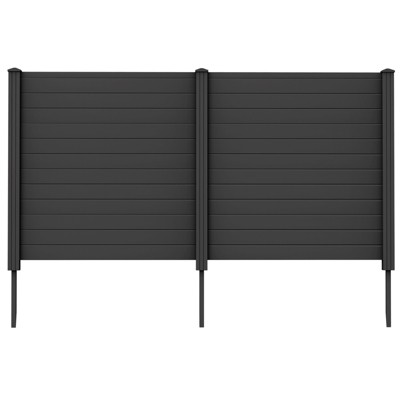 Tangkula 1PC/2PCS Outdoor Privacy Fence Panel 2 Picket PVC Decorative Fence w/3 Cuspidal Stakes Trash Enclosure & Air Conditioner Freestanding Fence for Garden Black