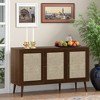 MAYEERTY Walnut 47*15*28"Rattan-Fronted Sideboard Cabinet with 3 Doors for Dining Room & Entryway Storage - 3 of 4