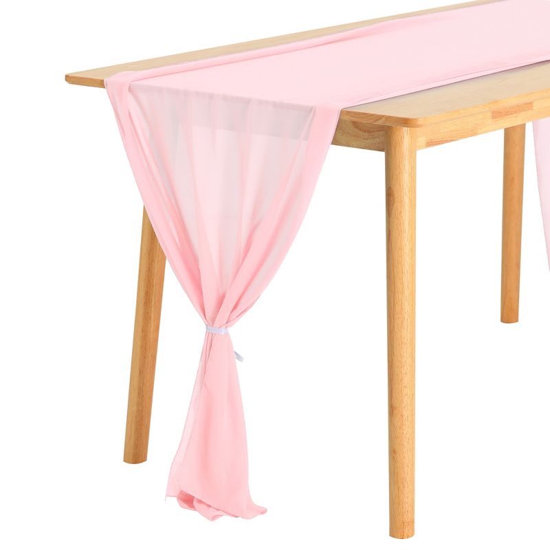 Unique Bargains Wedding Party Chiffon Sheer Table Runner 10ft 28 x 120 Inches 6 Pcs, 1 of 7