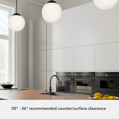 Matte Black and White Glass Globe Pendant Light