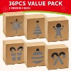 Joyfy 36 Pcs Christmas Cookie Boxes, 4"x4" Brown Bakery Gift Boxes with Window, Christmas Party Favor for Cupcakes Pastries Donuts Holiday Treats - 2 of 4