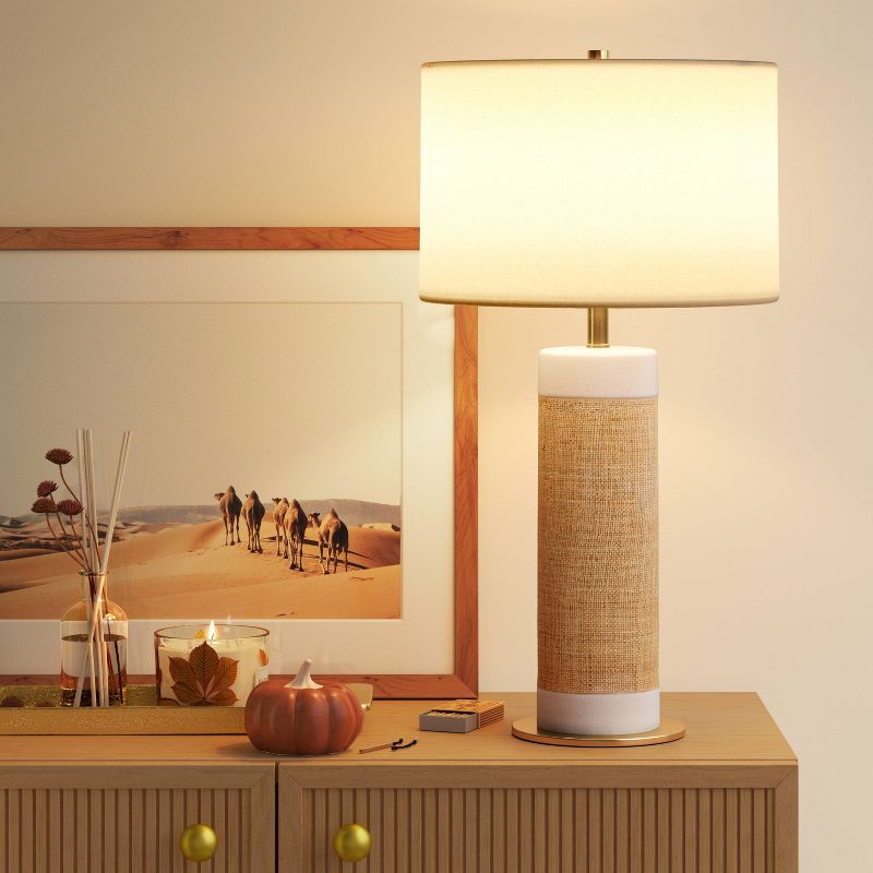 Ceramic Table Lamp with Natural Wrap White - Threshold™, 3 of 9