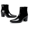 Santimon Mens Boots Casual Patent Leather Chelsea Dress Boots Zipper on Side Mid Calf Boots Black - 4 of 4