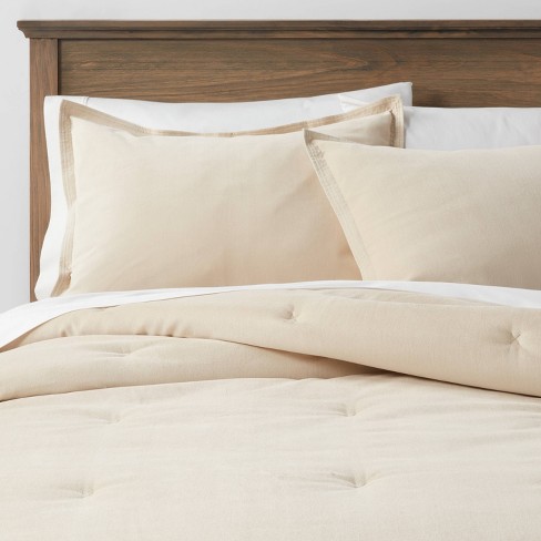 Full queen Cotton Velvet Comforter And Sham Set Khaki Threshold