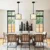 PAKOKULA 60-Wattt 1 Light Black Pendant Light With Open Metal Circle Cage and White Drum Fabric Shade - 2 of 4