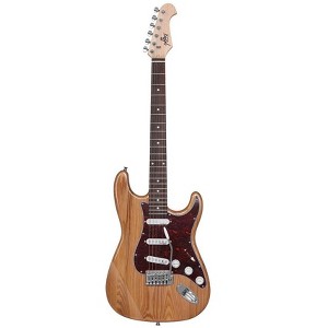 Monoprice Cali DLX Plus Solid Ash Electric Guitar - Natural, With Gig Bag, Ash Body, Maple Neck, Professionally Set-up in the US - Indio Series - 1 of 4