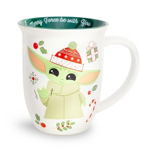 Silver Buffalo Star Wars: The Mandalorian Grogu Holiday Icons Wide Rim Ceramic Mug | 16 Ounces - 1 of 4