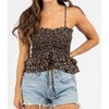 Women's PRINT RUCHED AND SMOCKED TOP CAMI - SHE + SKY - 3 of 4