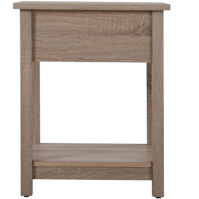 Salem Sandle Wood Modern Nightstand with Open Shelf and Drawer