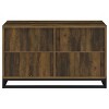 Oak Sideboard with 2 Shelves and 4 Doors Modern Indoor Storage Cabinet in Engineered Wood Metal Frame for Living Room Dining Buffet Kitchen - 3 of 4