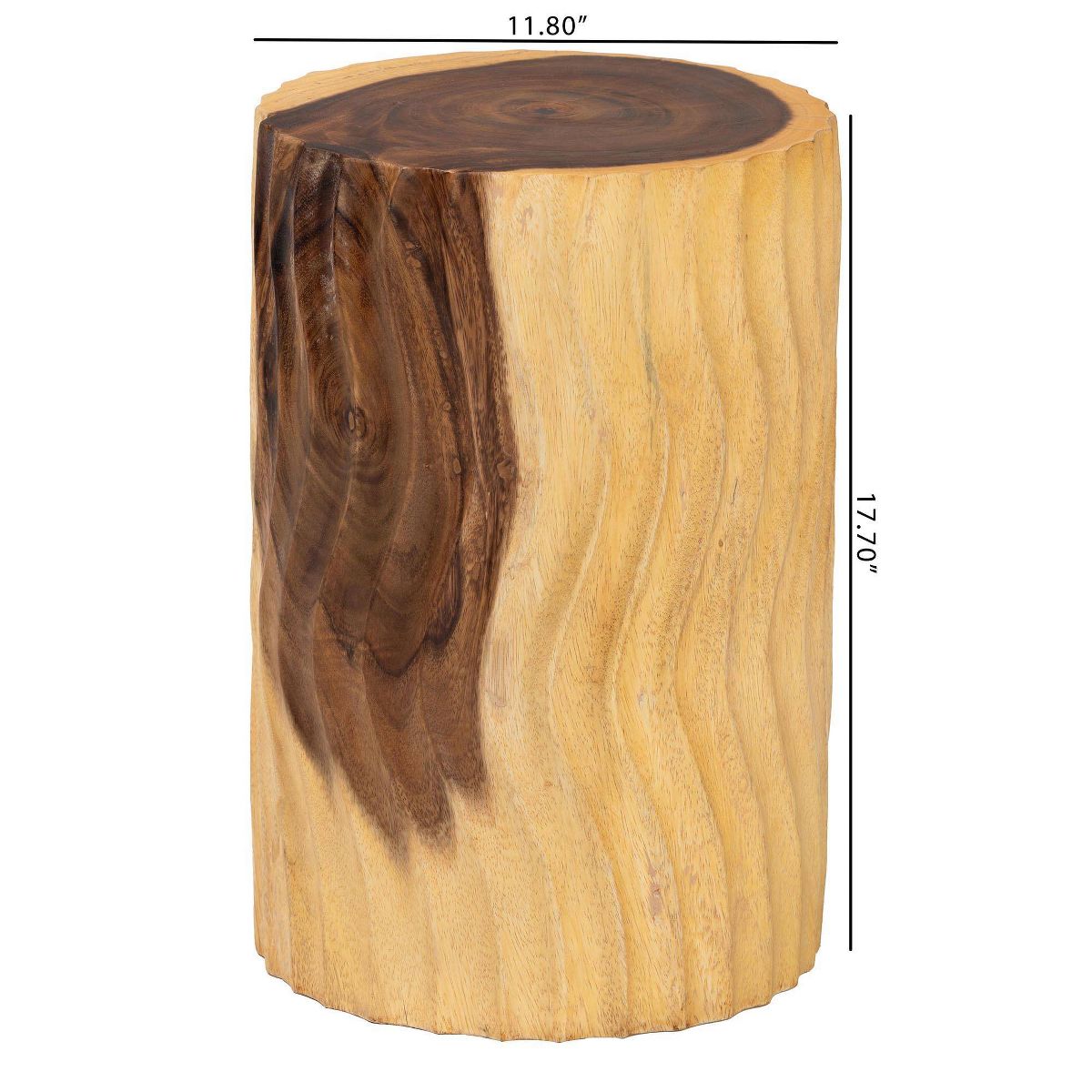 bali & pari Fuchsia HandCarved Suar Wood Side Table Natural Brown - thumbnail 3