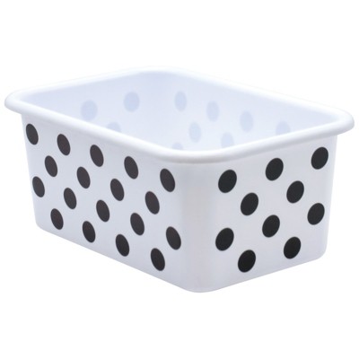 Teacher Created Resources Black Polka Dots on White Small Plastic Storage Bin (Pack of 6)