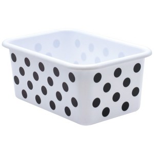 Teacher Created Resources Black Polka Dots on White Small Plastic Storage Bin (Pack of 6) - 1 of 1