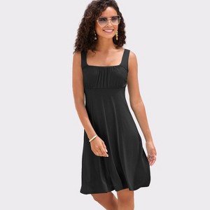LASCANA Women's Flare Tank Dress Strap, Size: 2, Black