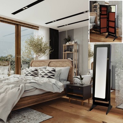 Cherry Hardwood Free Standing Jewelry Armoire with Mirror