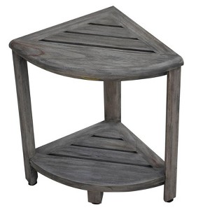 CoastalVogue® SnazzyCorner® 18" Teak Wood Corner Shower Bench with Shelf in Antique Gray Finish - Target Plus Gray 17"L x 12"D x 18"H - 1 of 4