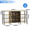 55.12" Farmhouse Wine Bar Cabinet with Wine Rack and Glass Holder, Rustic Coffee Bar ，Metal Sideboard and Liquor Table Cabinet - 2 of 4