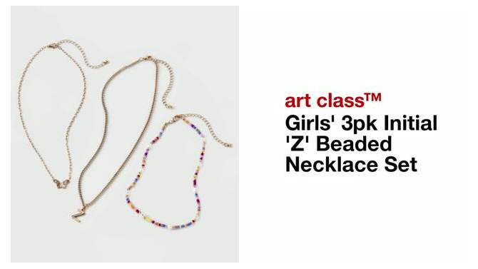 Girls' 3pk Initial Beaded Necklace Set - art class™, 5 of 8, play video