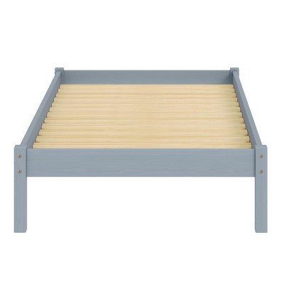DOMETOUR Pine Solid Wood Basic Platform Bed Twin Grey