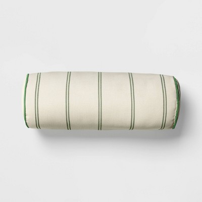 20"x8" Striped Outdoor Bolster Pillows Cream - Threshold™ designed with Studio McGee