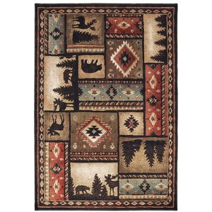 Weston Patchwork Rustic Lodge Area Rug Black - Captiv8e Designs - 1 of 3