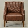 KINWELL Mid-Century Modern Top-Grain Genuine Leather Tufted Upholstered Armchair - 3 of 4