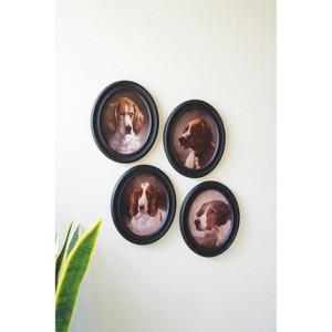Framed Oval Dog Prints Wall Art – 12"H Classic Portrait Style Canine Artwork Collection, Set of Four by Kalalou - 1 of 3