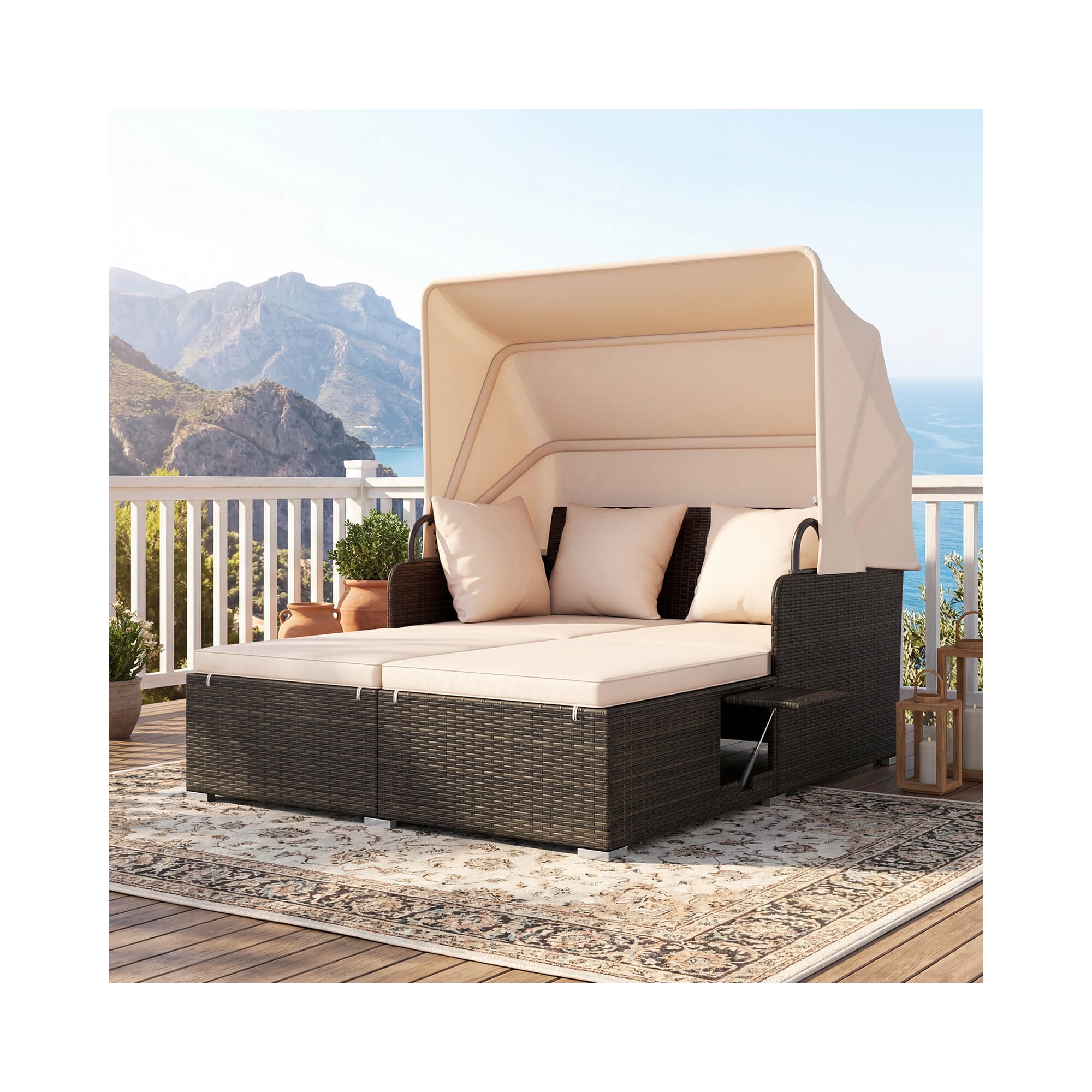 Costway Patio Rattan Daybed Lounge