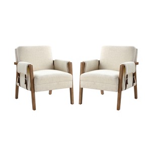 Josephine Mid-century Vegan leather Armchair with solid wood frame Set of 2  | HULALA HOME - 1 of 4