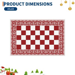 Christmas Plaid  Rug - Washable Non-Slip Reindeer Rug, Stain Resistant Foldable Floor Mat for Entryway, Porch, Bedroom, Multiple Sizes & Colors - 1 of 4