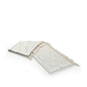 HomeRoots 50" X 60" Cream Kantha Cotton Striped Throw Blanket with Embroidery - 1 of 4
