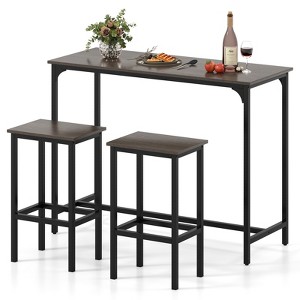 Tangkula Bar Table and Chairs Set, 47.5" Rectangular Pub Table with 2 Stools Counter Height Table Set - 1 of 4