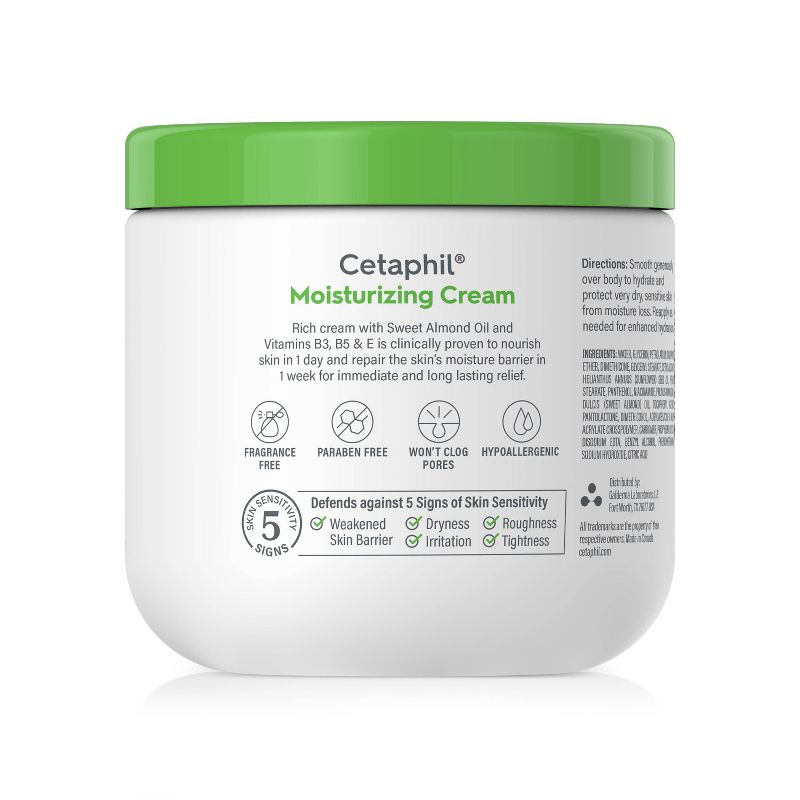 Cetaphil Moisturizing Cream Hydrating Body Moisturizer - 16 fl oz, 3 of 11