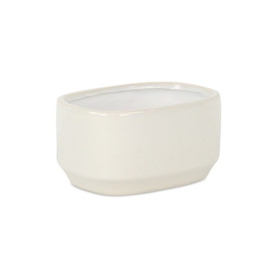 Cheung's Elegora Wide Curved Rectangular Straight Side Ceramic Pot - Small - Off White