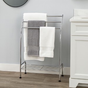 Evideco French Home Goods Freestanding Curved 3 Towels Stand with Shelf Chromed Metal - 1 of 4