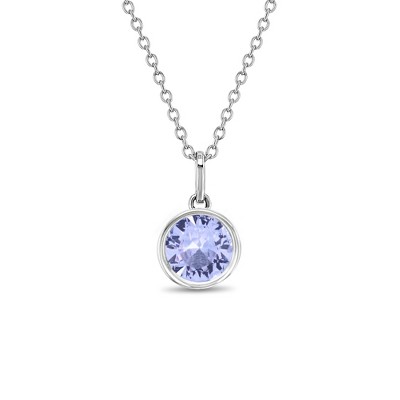 Girls' Birthstone Cubic Zirconia Sterling Silver Necklace - In Season Jewelry
