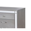 Royal Hampton Three Drawer Solid Wood Nightstand with Mirror Accent Trim Front, Silver - 3 of 4