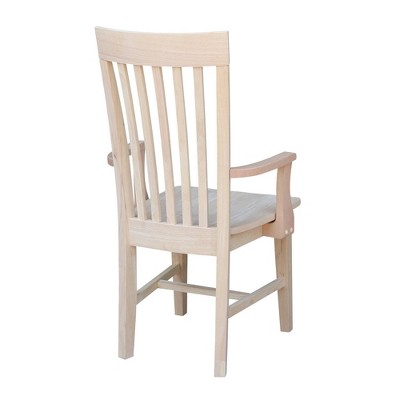 Elegant Tall Mission Brown Wood Slat Arm Chair