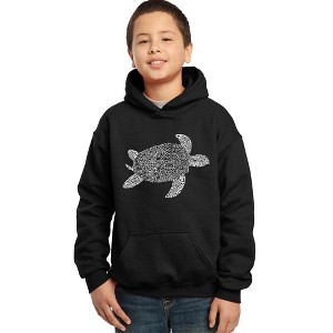 LA Pop Art Boy's Word Art Hooded Sweatshirt - Turtle - 1 of 4