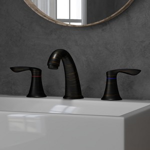 5-Inch Widespread Bathroom Sink Faucet - 2-Handle Low Arc Vanity Faucet | 3-Hole Basin Faucet with Pop-Up Drain & cUPC Water Supply Lines - 1 of 4