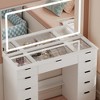 FUFU&GAGA White Vanity Table with Large Mirror Glass-Top Adjustable Light Modes - 4 of 4