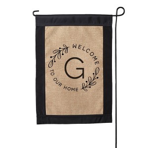 Personalization Mall Welcome Wreath Personalized Letter Burlap Garden Flag - 1 of 1