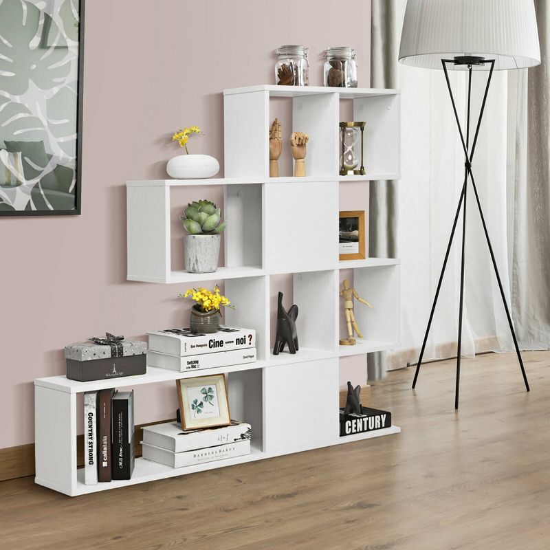 Costway 5-Tier Bookshelf Corner Ladder Bookcase Display Storage Rack White, 5 of 11